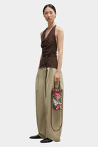 Cordera - Merino Wool Tie Top - Brown - Shirts & Tops - YUCCA, chic outfits for women, women’s clothing store Denver.