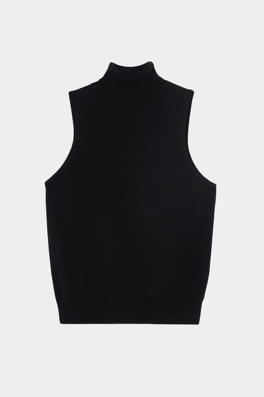 Cordera - Merino Wool Turtleneck Vest - Black - Shirts & Tops - YUCCA, Yucca store Denver, high quality capsule wardrobe.