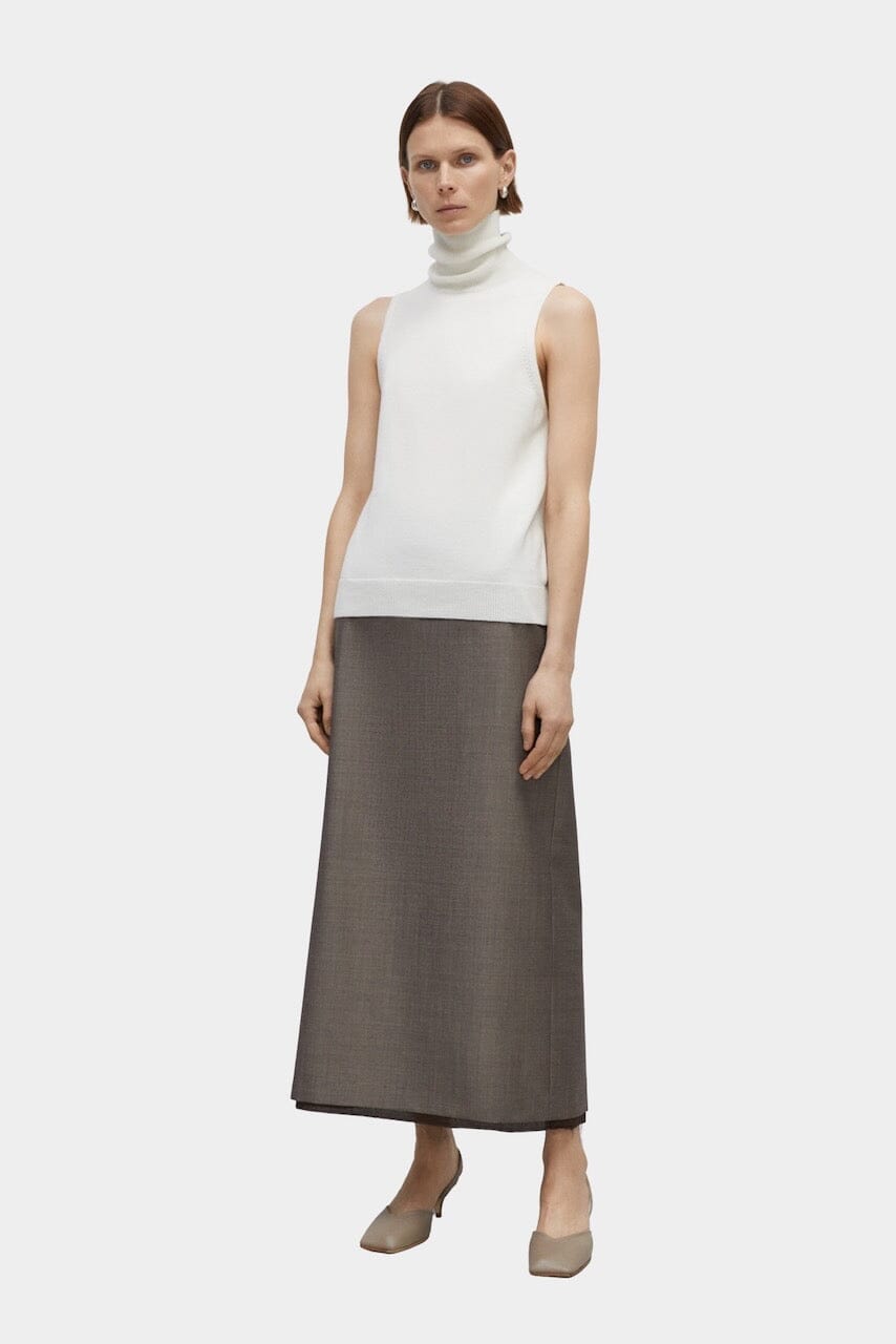 Cordera - Merino Wool Turtleneck Vest - White - Shirts & Tops - YUCCA, Yucca store Denver, boutiques near me.