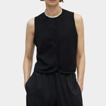 Cordera - Merino Wool Waistcoat - Black - Tops & Tees - YUCCA, Artistic clothing for women, boutique stores near me.