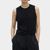 Cordera - Merino Wool Waistcoat - Black - Tops & Tees - YUCCA, Artistic clothing for women, boutique stores near me.