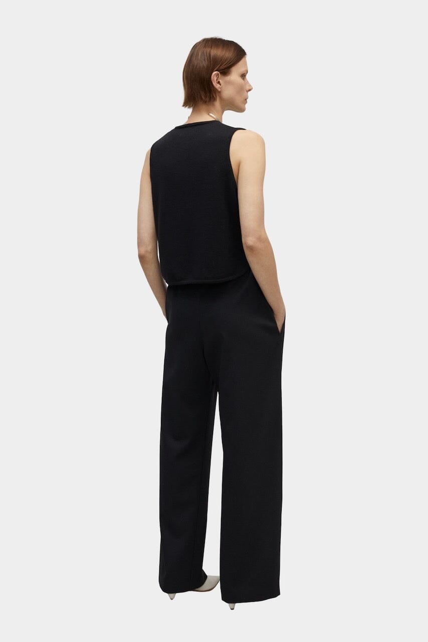 Cordera - Merino Wool Waistcoat - Black - Tops & Tees - YUCCA, Artistic clothing for women, boutique stores near me.