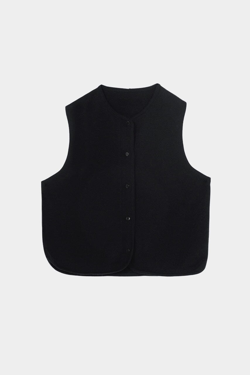 Cordera - Merino Wool Waistcoat - Black - Tops & Tees - YUCCA, Artistic clothing for women, boutique stores near me.