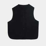 Cordera - Merino Wool Waistcoat - Black - Tops & Tees - YUCCA, Artistic clothing for women, boutique stores near me.