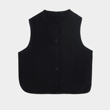 Cordera - Merino Wool Waistcoat - Black - Tops & Tees - YUCCA, Artistic clothing for women, boutique stores near me.
