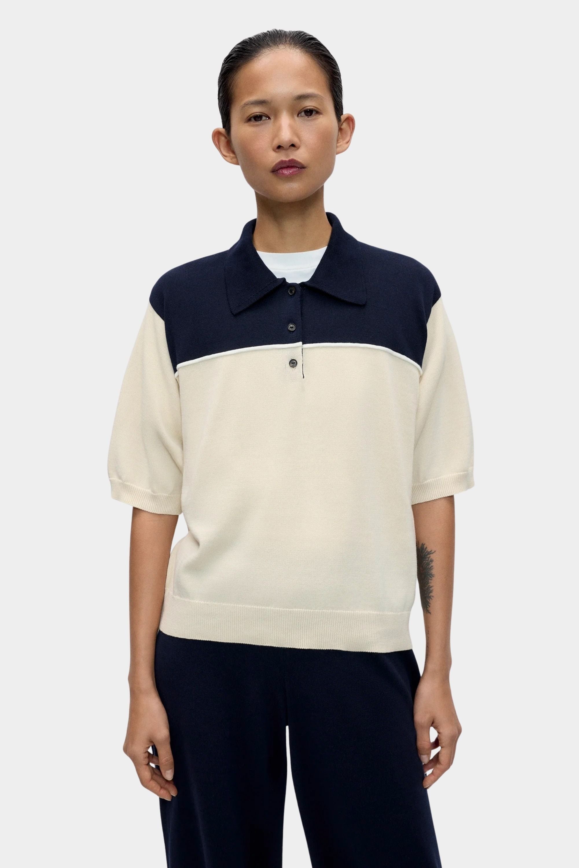 Cordera Organic Cotton Colorblock Polo front view at YUCCA Denver