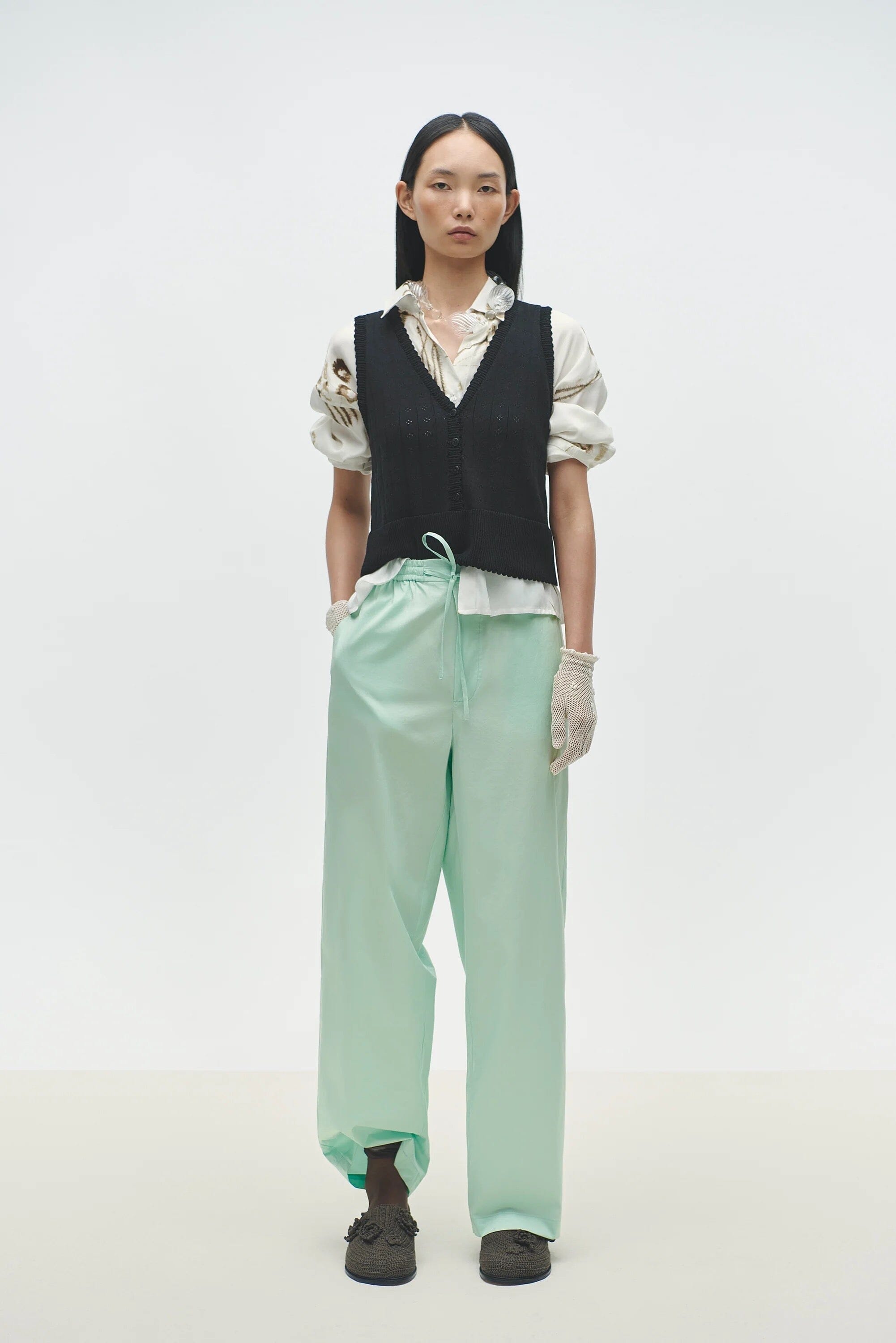 Cordera | Organic Cotton Pointelle Waistcoat In Black - SHOP YUCCA Sweater CORDERA - YUCCA 