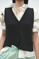 Cordera | Organic Cotton Pointelle Waistcoat In Black - SHOP YUCCA Sweater CORDERA - YUCCA 