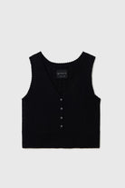 Cordera | Organic Cotton Pointelle Waistcoat In Black - SHOP YUCCA Sweater CORDERA - YUCCA 