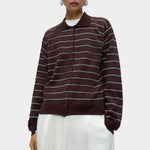 Cordera Organic Cotton Striped Polo brown stripe front view at YUCCA Denver