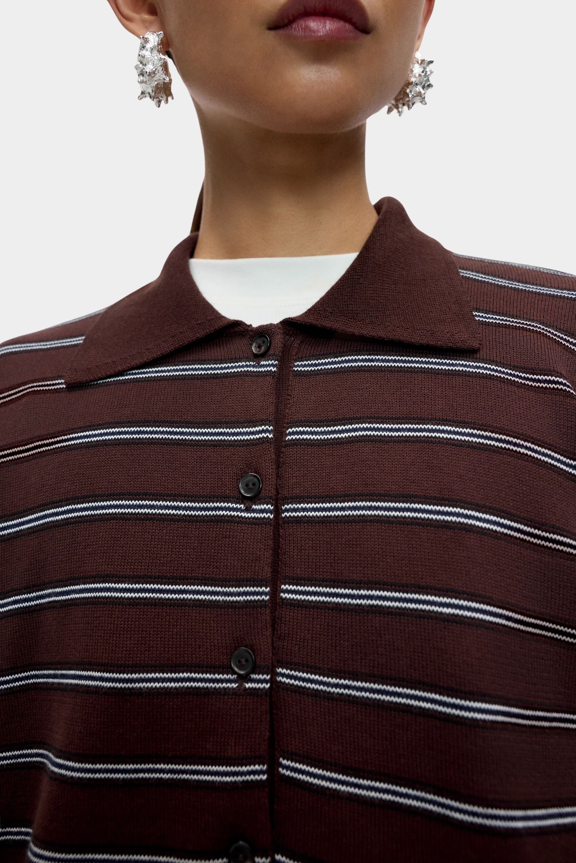 Cordera Organic Cotton Striped Polo collar and stripe detail