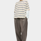 Cordera Organic Cotton Striped T-Shirt full-length outfit view
