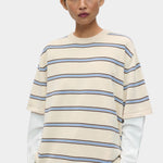 Cordera Organic Cotton Striped T-Shirt blue stripe front view at YUCCA Denver