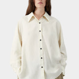 Oversized Pencil Striped Shirt, Cream