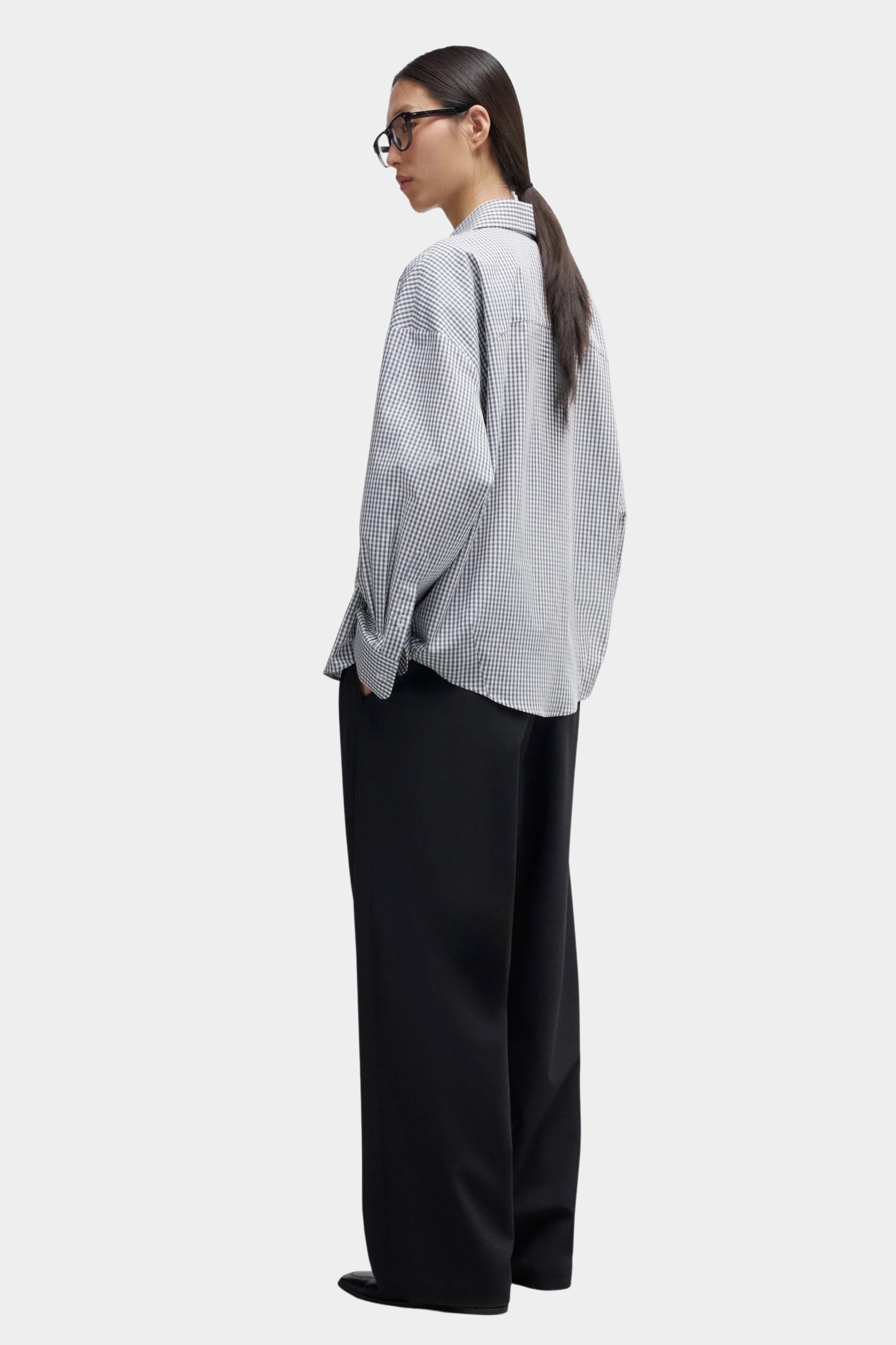 Cordera - Oversized Shirt Vichy - Grey - Shirts & Tops - YUCCA, chic outfits for women, women’s clothing store Denver.