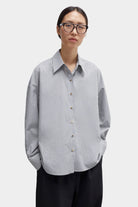 Cordera - Oversized Shirt Vichy - Grey - Shirts & Tops - YUCCA, chic outfits for women, women’s clothing store Denver.