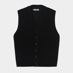 Black oversized waistcoat with button closure and front pockets
