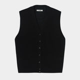 Black oversized waistcoat with button closure and front pockets