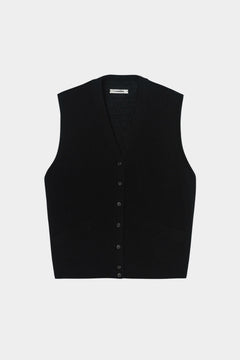 Black oversized waistcoat with button closure and front pockets