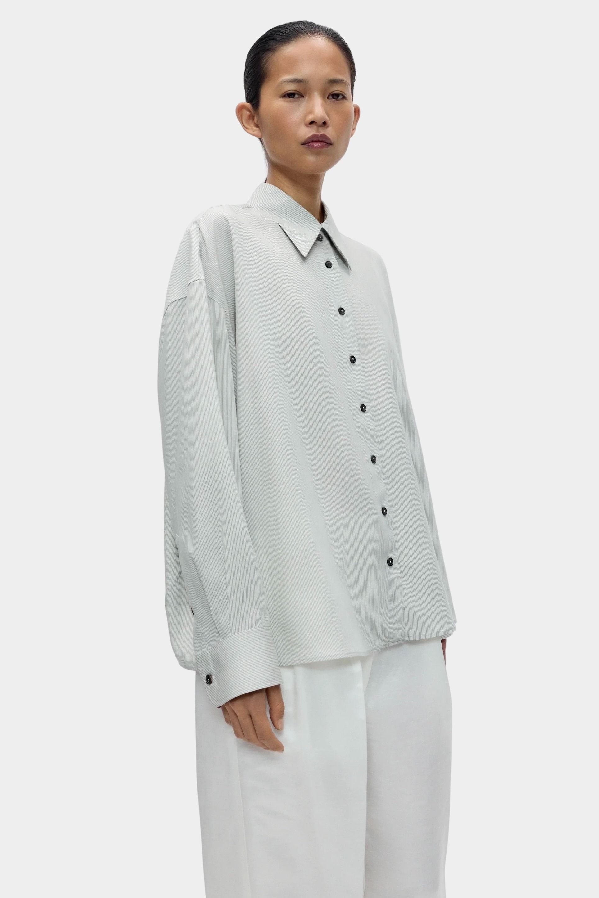 Cordera Pinstriped Oversized Shirt oversized TENCEL™ Lyocell shirt at YUCCA Denver