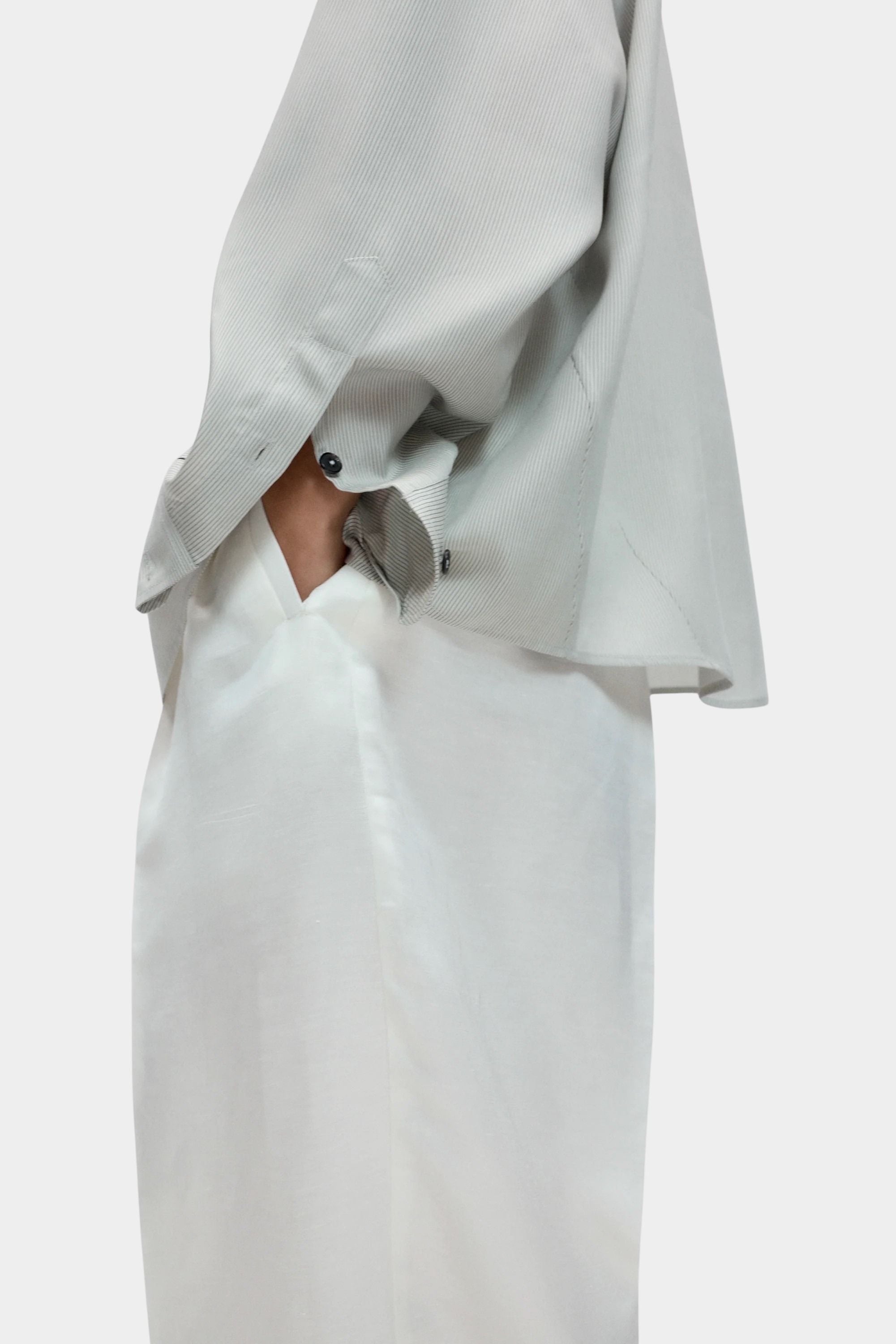 Cordera Pinstriped Oversized Shirt sleeve and pocket detail