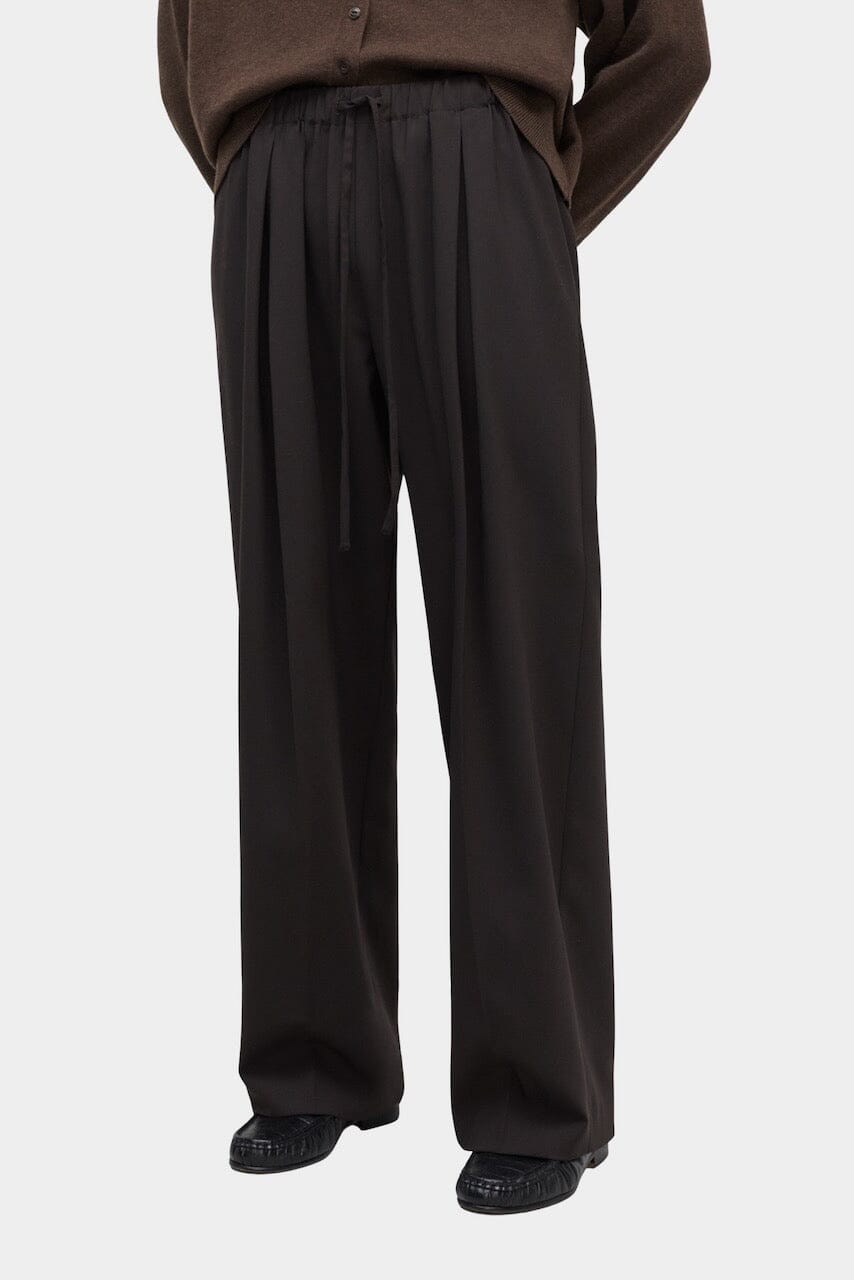 CORDERA - Pleated Relaxed Pants - Dark Brown - Bottoms - YUCCA, women’s clothing website, women’s clothing website.