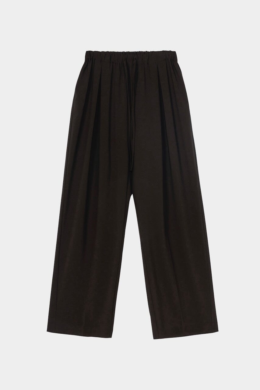 CORDERA - Pleated Relaxed Pants - Dark Brown - Bottoms - YUCCA, women’s clothing website, women’s clothing website.