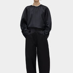 Cordera - Satin Curved Pants - Black -  Bottoms - YUCCA, Artistic clothing for women,cherry creek boutiques.