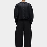 Cordera - Satin Curved Pants - Black -  Bottoms - YUCCA, Artistic clothing for women,cherry creek boutiques.