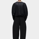Cordera - Satin Curved Pants - Black -  Bottoms - YUCCA, Artistic clothing for women,cherry creek boutiques.