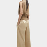 Cordera - Satin Drawstring Pants - Champagne - Pants - YUCCA, chic outfits for women, women’s clothing store Denver.