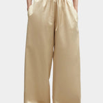 Cordera - Satin Drawstring Pants - Champagne - Pants - YUCCA, chic outfits for women, women’s clothing store Denver.