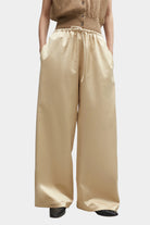 Cordera - Satin Drawstring Pants - Champagne - Pants - YUCCA, chic outfits for women, women’s clothing store Denver.