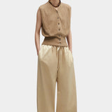 Cordera - Satin Drawstring Pants - Champagne - Pants - YUCCA, chic outfits for women, women’s clothing store Denver.