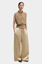 Cordera - Satin Drawstring Pants - Champagne - Pants - YUCCA, chic outfits for women, women’s clothing store Denver.