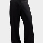 CORDERA - Satin Straight Pants, Black - YUCCA - Pants