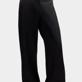 CORDERA - Satin Straight Pants, Black - YUCCA - Pants