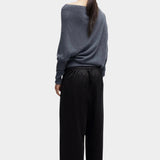 CORDERA - Satin Straight Pants, Black - YUCCA - Pants
