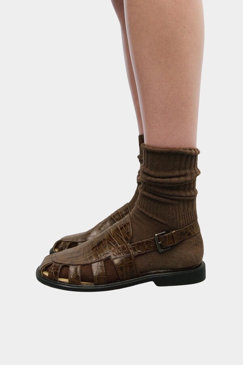 Cordera - Slingback Loafer - Brown Crocodile - Footwear - YUCCA, women’s clothing website, women’s elevated basics.