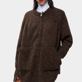 Speckled Zip Jacket, Chocolate