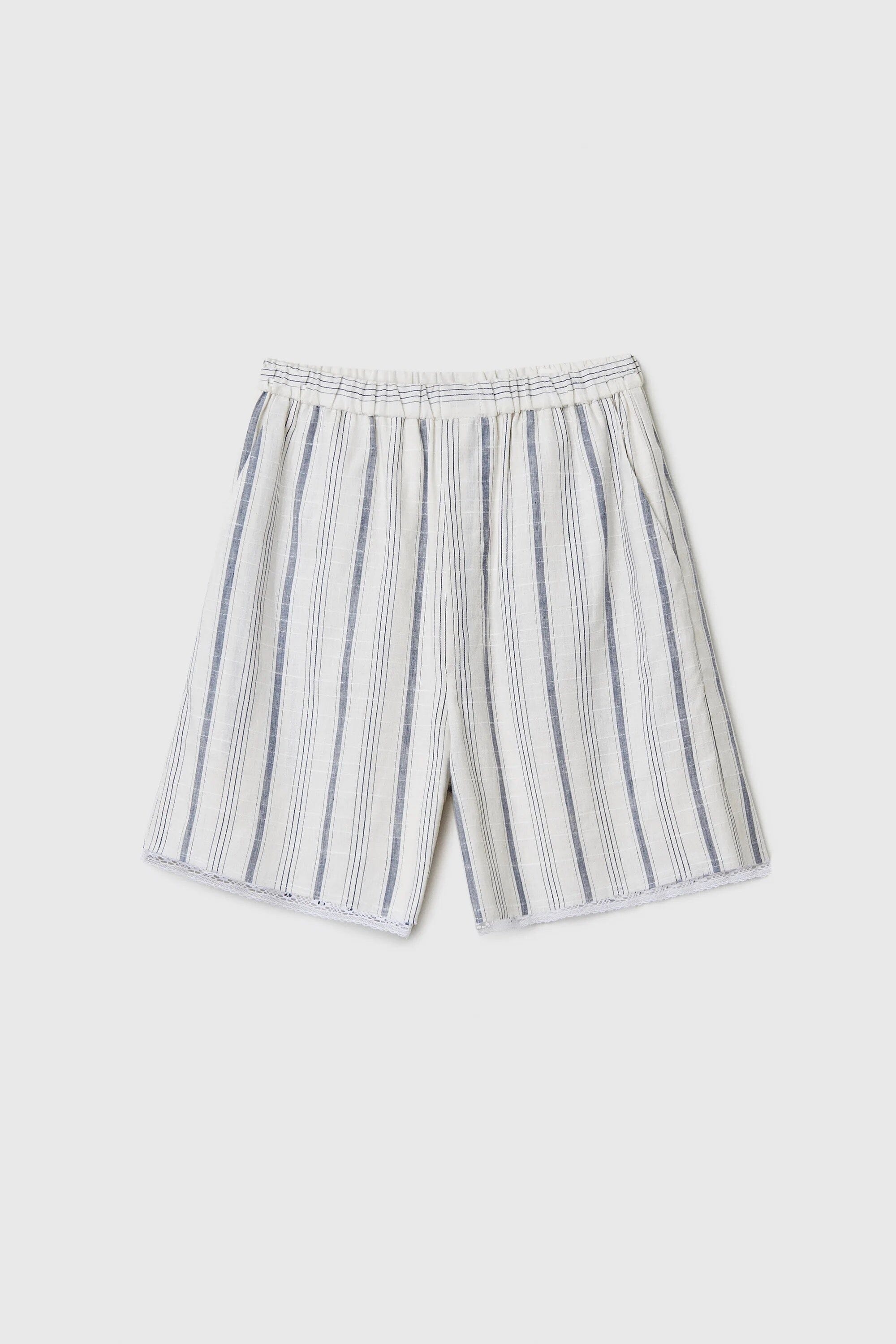 Cordera | Striped Bermuda With Lace - SHOP YUCCA Pants CORDERA - YUCCA 