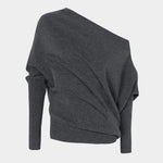 Cordera - Merino Wool Off Shoulder Sweater - Grey - Sweaters & Knitwear - YUCCA, chic clothes, women’s clothing store Denver.