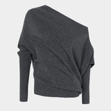 Cordera - Merino Wool Off Shoulder Sweater - Grey - Sweaters & Knitwear - YUCCA, chic clothes, women’s clothing store Denver.