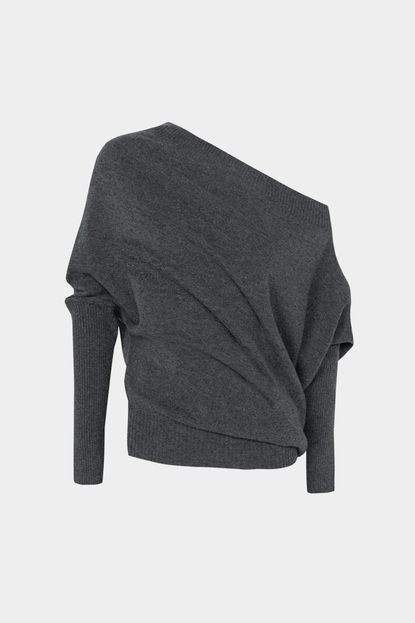 Cordera - Merino Wool Off Shoulder Sweater - Grey - Sweaters & Knitwear - YUCCA, chic clothes, women’s clothing store Denver.