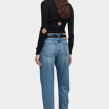 Mid Rise Ankle Jeans, Smoke Blue