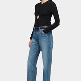 Mid Rise Ankle Jeans, Smoke Blue