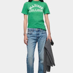 DALA Calla mid rise straight ankle jeans in attick blue, full length front view with straight leg fit
