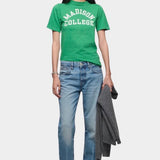 DALA Calla mid rise straight ankle jeans in attick blue, full length front view with straight leg fit
