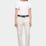 DALA Calla mid rise straight ankle jeans in salt, front full length view on model with straight leg silhouette and ankle length fit