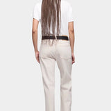 DALA Calla mid rise straight ankle jeans in salt, back full length view highlighting fit through hip and leg